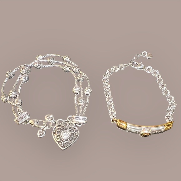 Brighton Silver Plated Reno Heart and Two-Tone Venezia Bar Bracelet Set - Picture 5 of 5